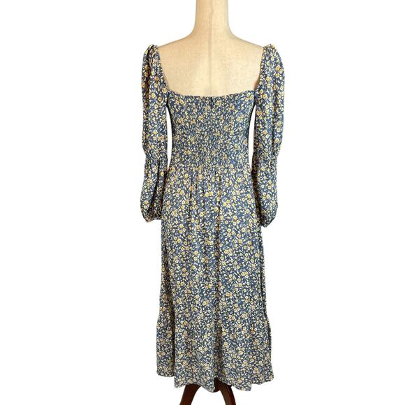 Reformation Mica Long Sleeve Midi Dress Square Neck Wallflower Blue Size 8 - Picture 7 of 13